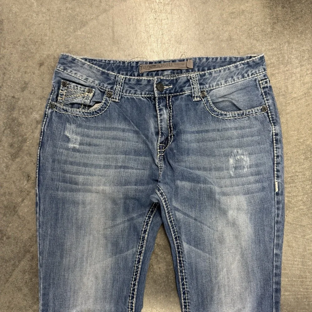 Rock & Roll Cowboy Double Barrel Jeans Men's Relaxed Bootcut Distressed 38x34